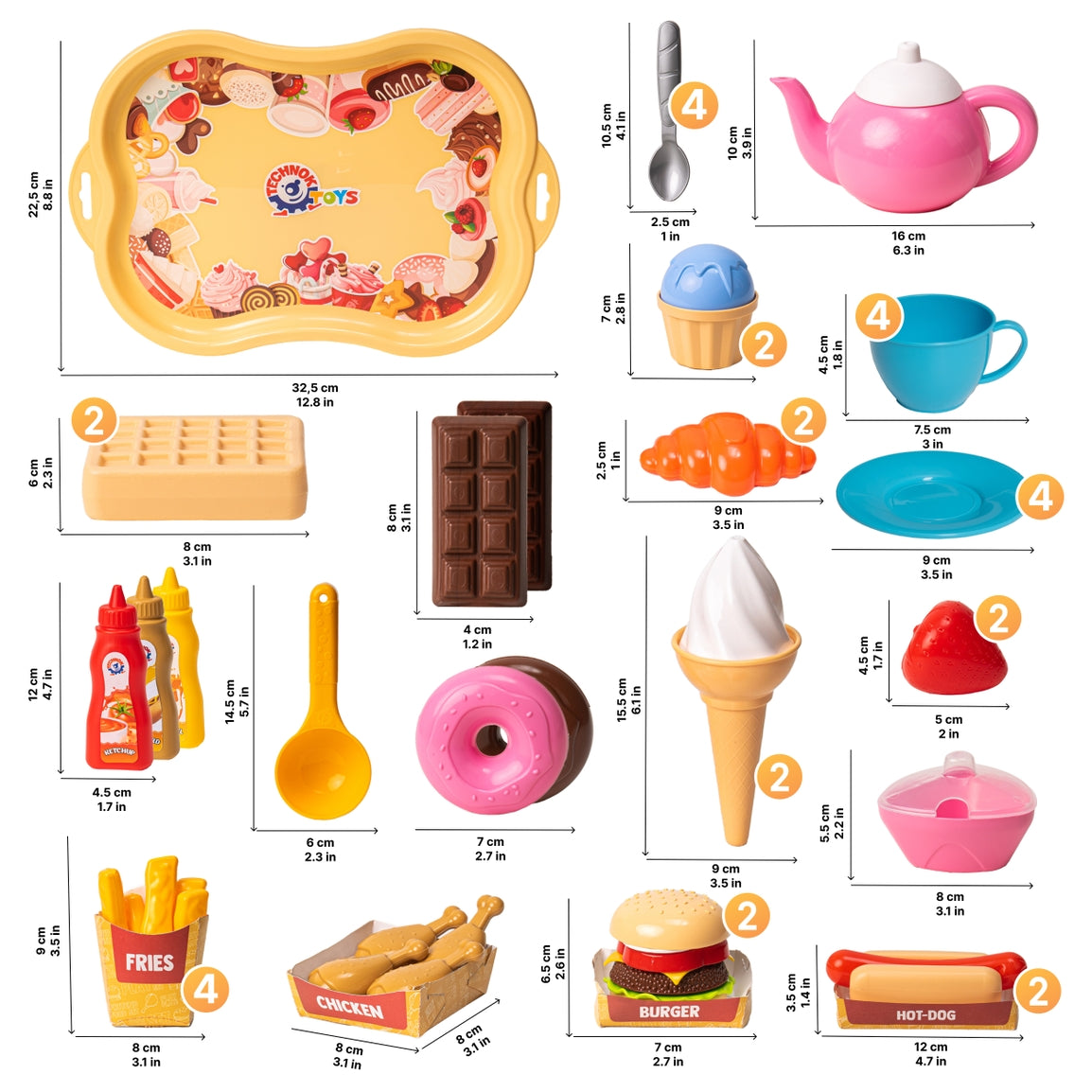 Technok 79-Piece Pretend Play Street Food Set