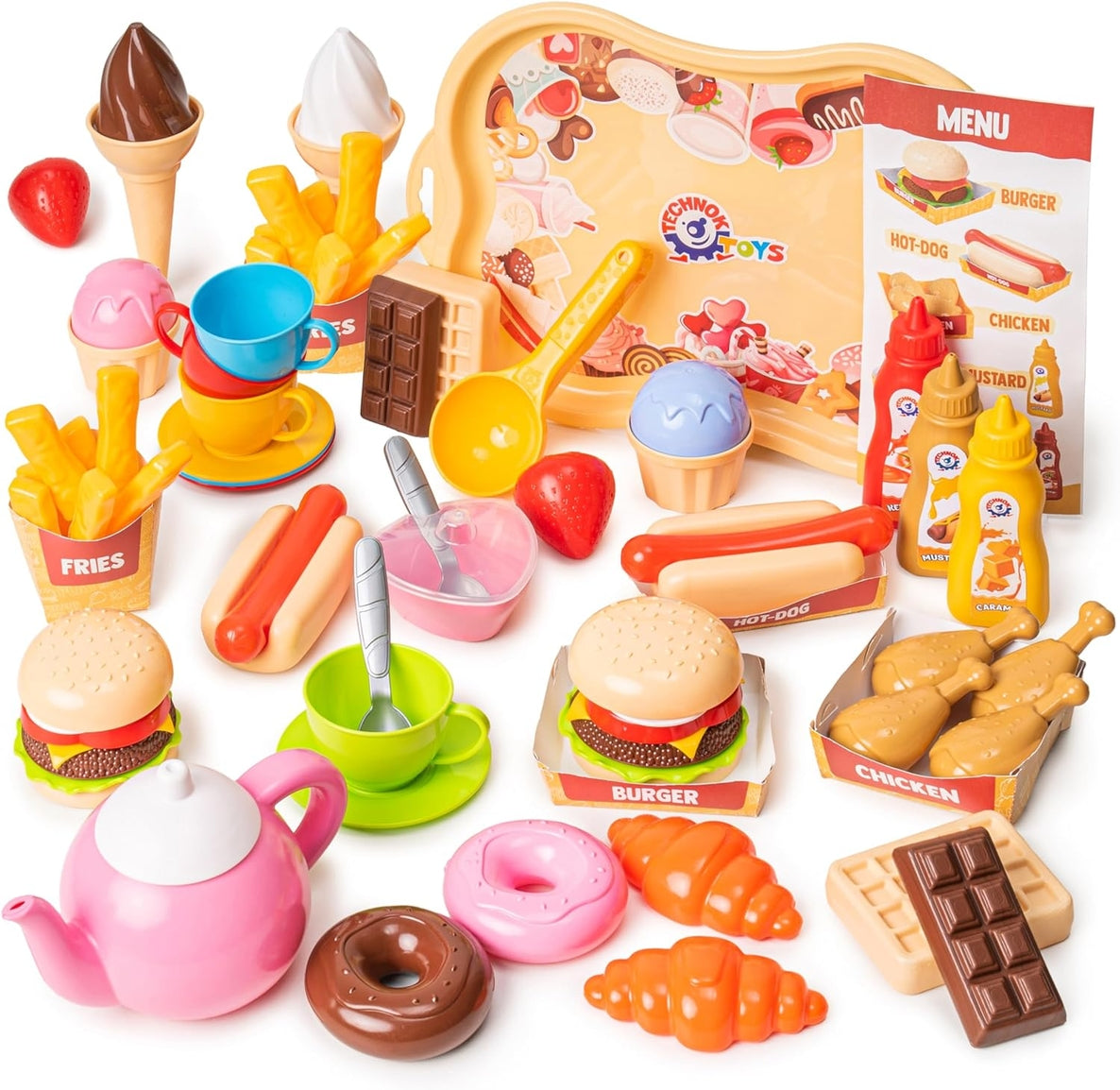 Technok 79-Piece Pretend Play Street Food Set