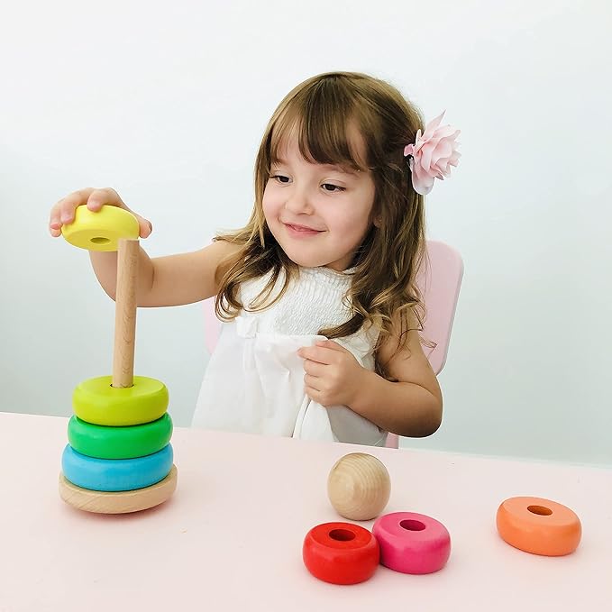 Wooden Rainbow Stacking Rings