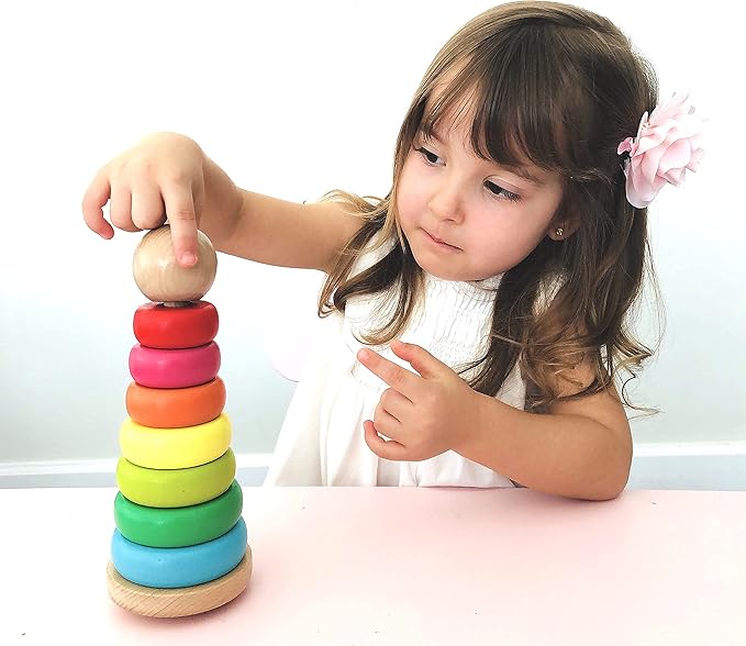 Wooden Rainbow Stacking Rings