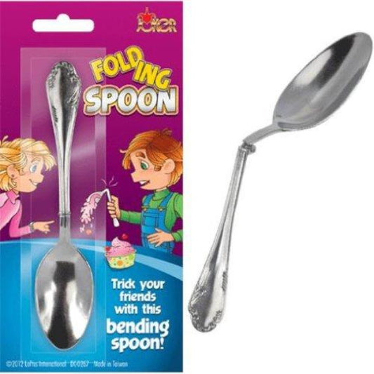Folding spoon with packaging featuring cartoon characters on a white background