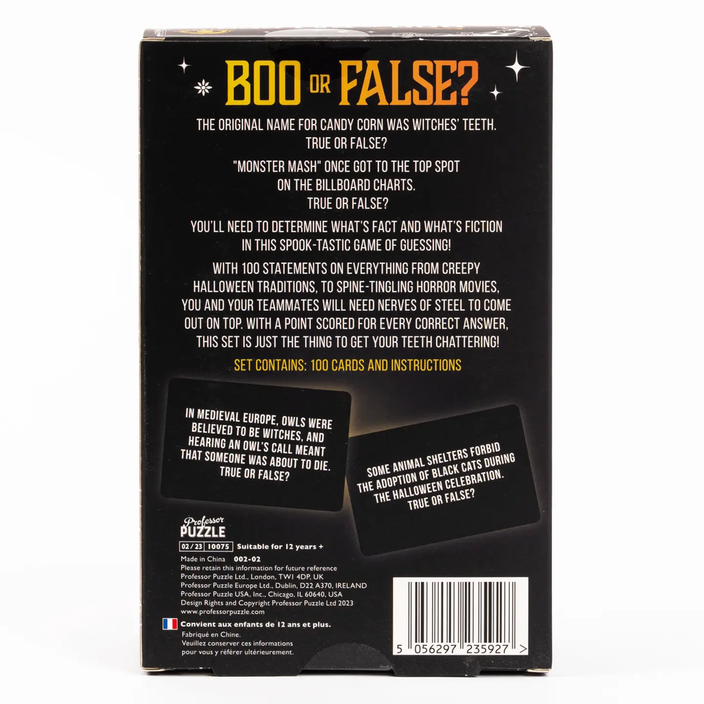 Professor Puzzle Boo or False? - Spooky Fact-Seeking Card Game