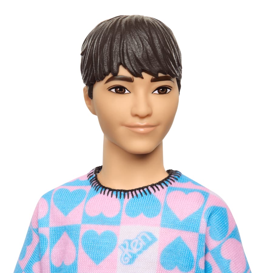 Barbie Fashionistas Ken Doll 219 With Slender Body in Heart Sweater