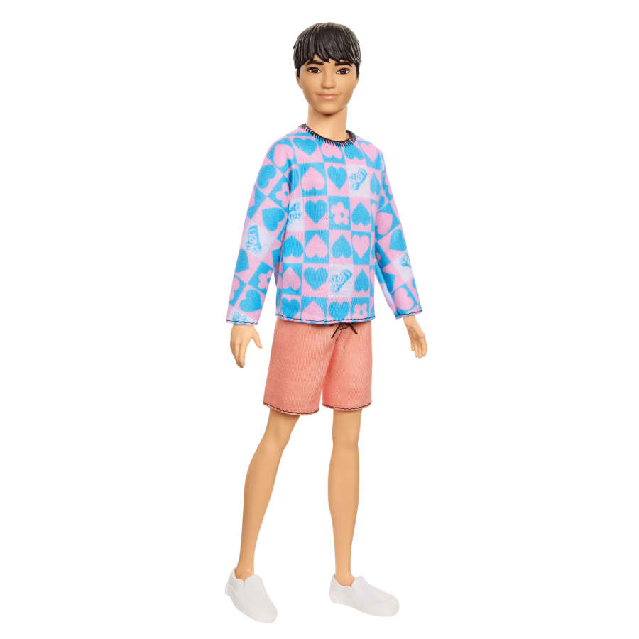 Barbie Fashionistas Ken Doll 219 With Slender Body in Heart Sweater
