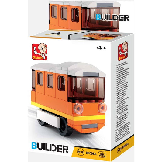 Sluban Orange Trolley Car Builder Building  Blocks Kit (59 Pcs)