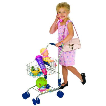 Toysmith Deluxe Metal Shopping Cart Pretend Play