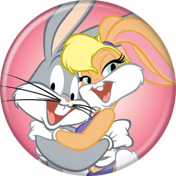 Looney Tunes Bugs And Lola  Pushback Button Round 1.25-Inch