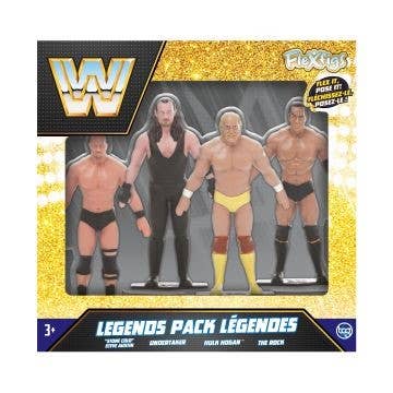 WWE Flexfigs Legends Undertaker Rock Hulk Hogan Steve Austin   Poseable Collectable - 4 Pack