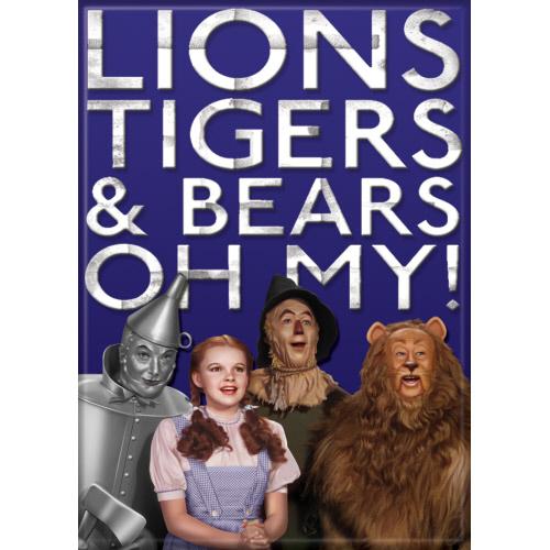 Wizard of Oz Lions, Tigers  and Bears Oh My Magnet 2.5" x 3.5"