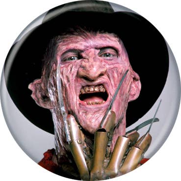 Freddy Kruger A Nightmare On Elm Street Light Grey  Pushback Button Round 1.25-Inch