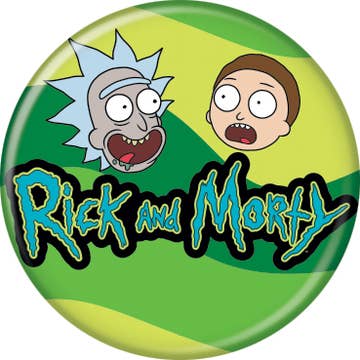 Rick And Morty  on Green Pushback Button 1.25" Round