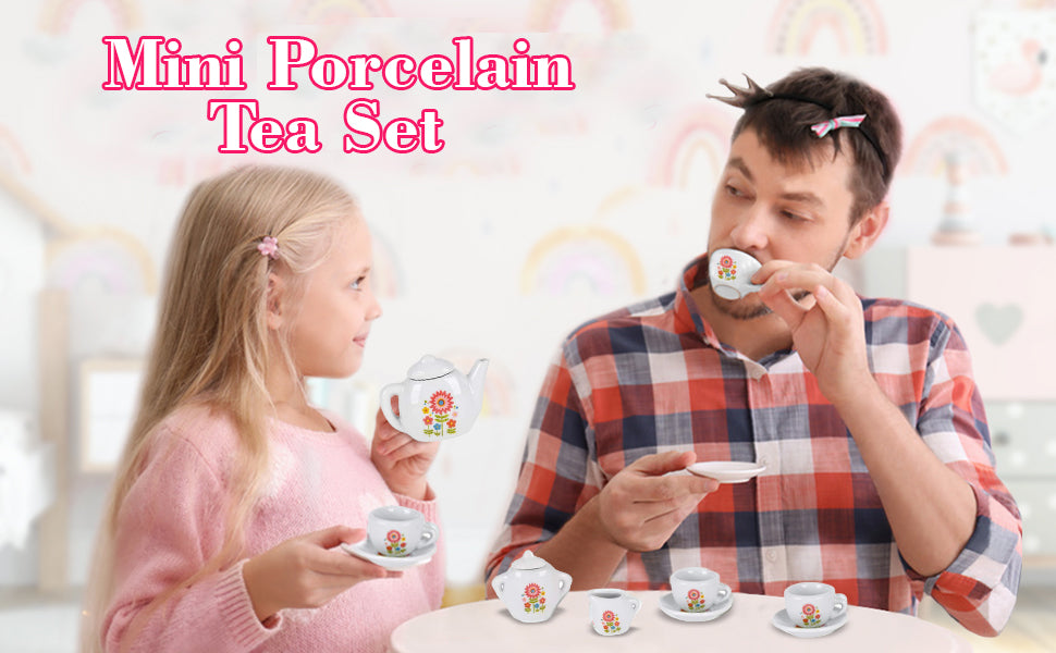 Flower Porcelain Tea Set 9 Piece