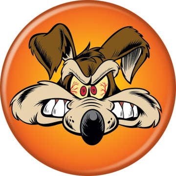 Looney Tunes Wile E  Pushback Button Round 1.25-Inch