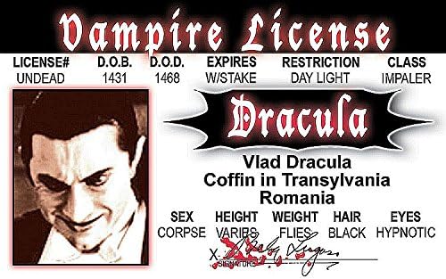 Dracula  Laminated Parody  Fake ID Card