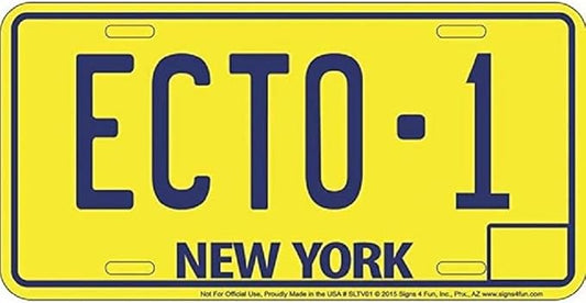 Ghostbusters ECTO -1 Metal License Plate Decoration for Vehicle / Wall  Made in The USA  License Plate 12x6 -Inch