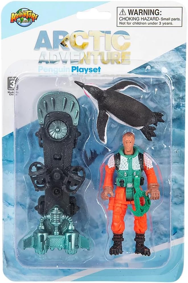 Adventure Planet Arctic Playset 2 Action Figure and Boat with Penguin Figurine