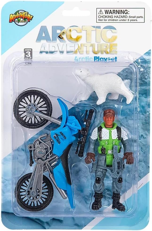 Adventure Planet Arctic Playset 1 Action Figure and Motorcycle with Polar Bear Cub Figurine