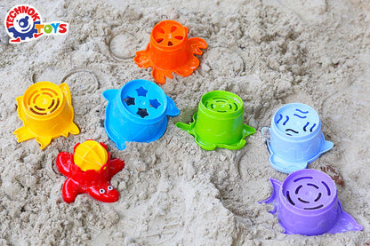 UToyz  Sea Animal Stacking Cups- 7 Piece Set, Fun Boats (Perfect for the Pool, Beach, and Ocean)