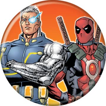 Marvel Deadpool And Cable Pushback Button 1.25" Round