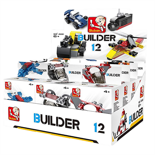 Sluban Builder Master 12 Builder Building  Blocks Kit Vehicle Assortment  12 styles (18 - 32 Pcs)