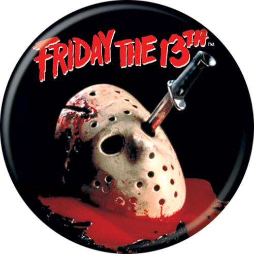 Friday the 13th Knife Mask Pushback Button Round 1.25-Inch