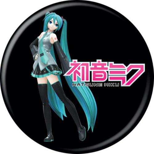 Hatsune Miku on Black 1.25 Inch Button