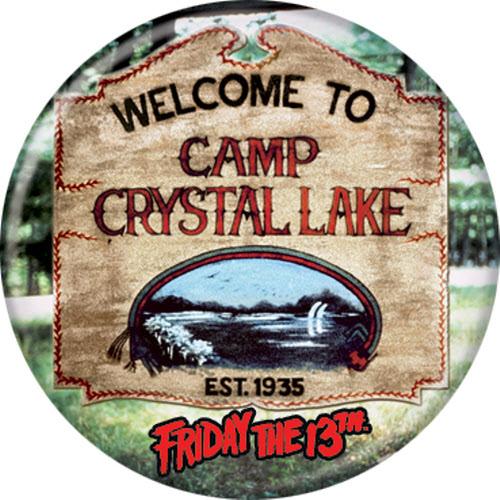 Friday the 13th  Crystal Lake Pushback Button Round 1.25-Inches