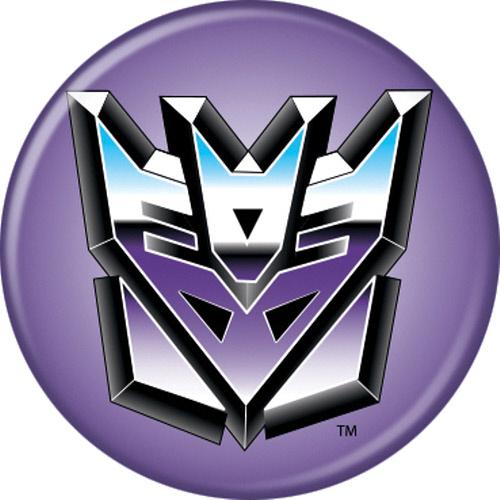 Transformers Decepticon Shield Pushback Button 1.25" x 1.25" Round