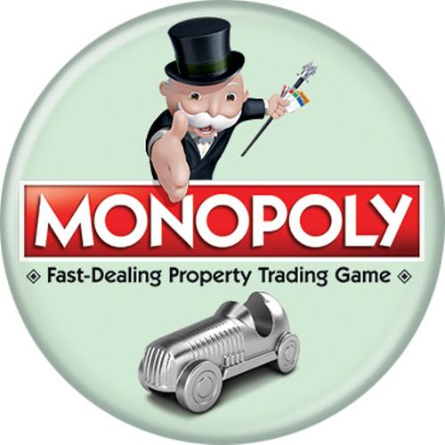 Monopoly   Hasbro Gaming  Pushback Button 1.25" x 1.25" Round