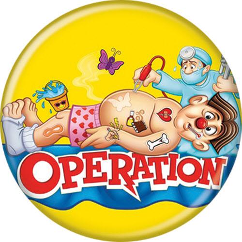 Operation Hasbro Gaming  Pushback Button 1.25" x 1.25" Round