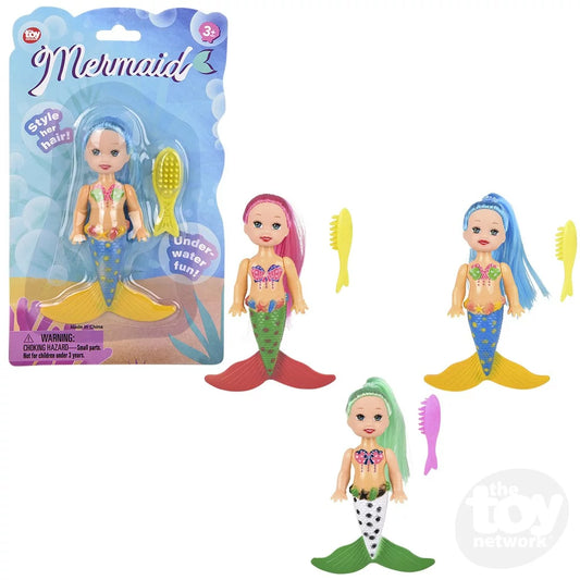 Mermaid  Doll Play Set with  Accessory  - 5 Inch (Single Unit, Colors  Vary)