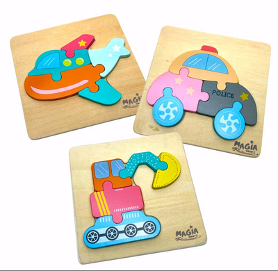 Transportation Wooden Puzzle 3 Pack