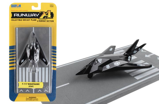 Daron Runway24 F-117 Nighthawk  Die-Cast Plane (with runway section) - Create your own runway with connected pieces and accessories