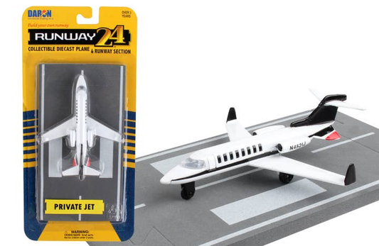 Daron Runway24 Private Jet Die-Cast Plane (with runway section) - Create your own runway with connected pieces and accessories