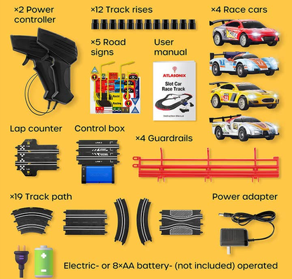 Slot Car Race Tack with 4 Cars  Use Battery or Electric Race Car