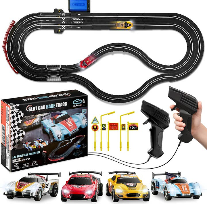 Slot Car Race Tack with 4 Cars  Use Battery or Electric Race Car