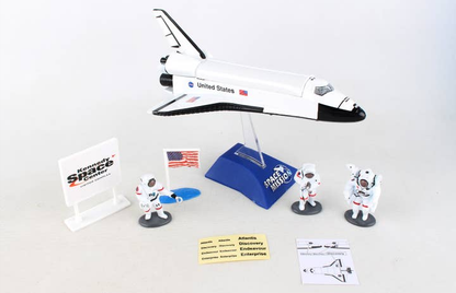 Daron Officially Licensed NASA Die-Cast Space Shuttle Orbiter with Opening Cargo Doors, Display Stand, 3 Astronauts, American Flag, Kennedy Space Center Sign