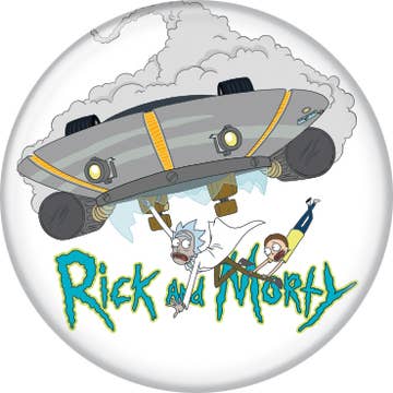 Rick And Morty Flying Upside Down Pushback Button 1.25" Round