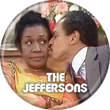 Norman Lear Television The Jeffersons George And Louise  Pushback Button 1.25" x 1.25" Round