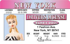 Barbie  Laminated Parody  Fake ID Card