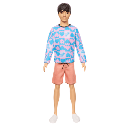 Barbie Fashionistas Ken Doll 219 With Slender Body in Heart Sweater