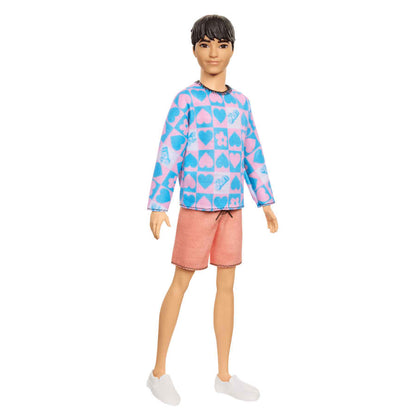 Barbie Fashionistas Ken Doll 219 With Slender Body in Heart Sweater