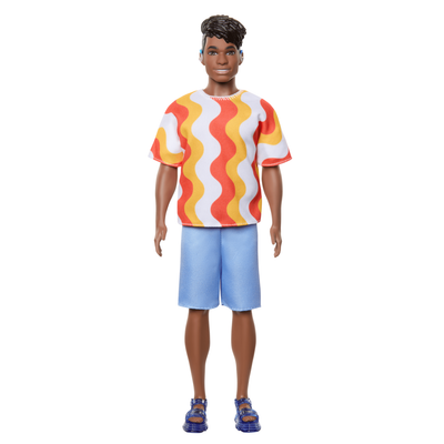 Barbie Ken Fashionistas Doll 220 - With Earring Aids And Orange Shirt