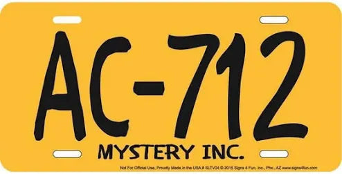 Scooby Doo AC 172 Mystery  Inc Metal License Plate