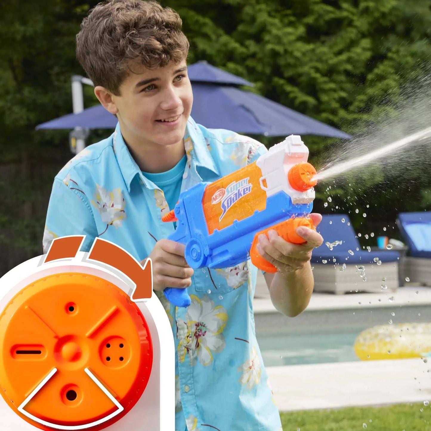 Nerf Super Soaker Flip Fill Water Blaster - 4 Spray Styles, Fast Fill, 30 Fluid Ounce
