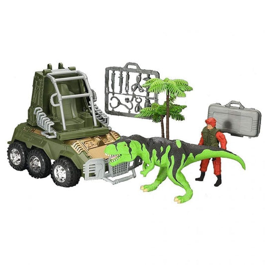 Wild Republic E-Team Security Playset  T-Rex Figurine, Action Figure, Jungle Rover Vehicle & Accessories